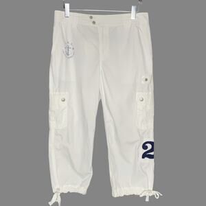 Ralph Lauren LRL 12 VTG White Nautical Cargo Pants Cotton Travel Summer